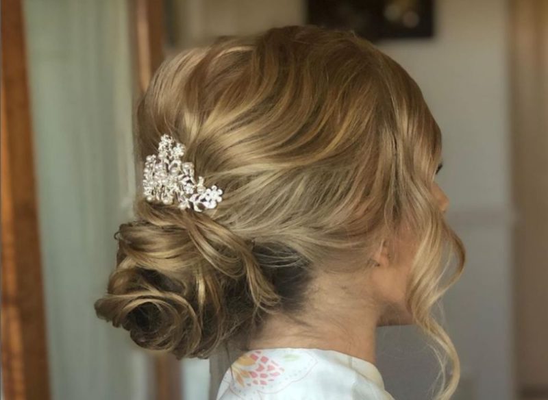 best bridal hair accessories Twidale | low chignon with a bridal clip hair piece