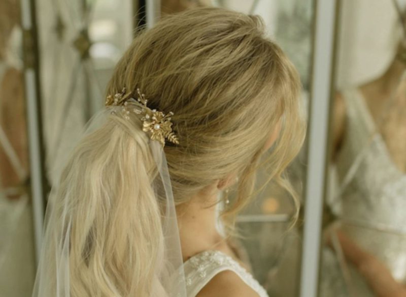 wedding hair with a veil