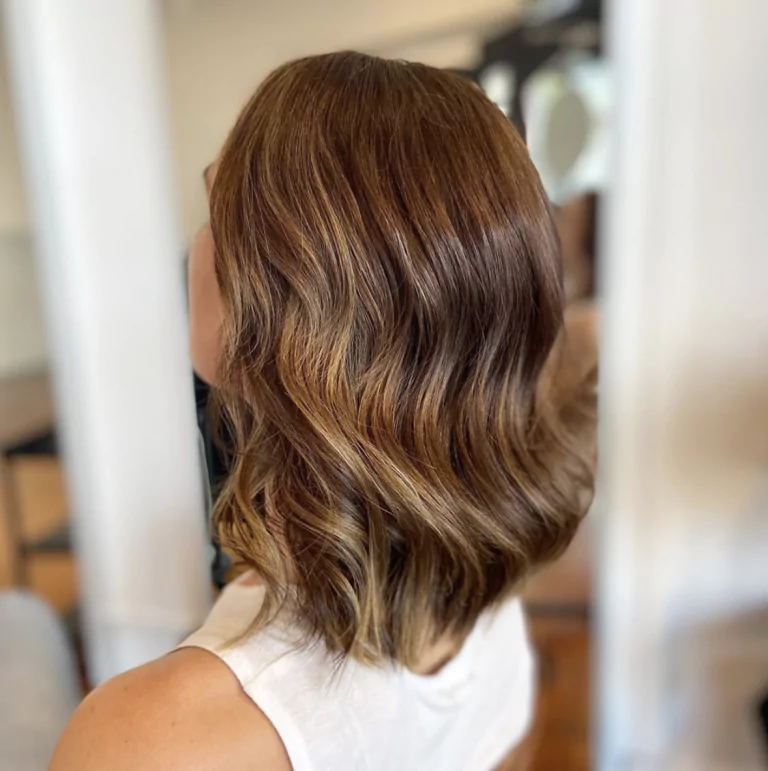 Image of Blunt lob with lowlights for fine hair